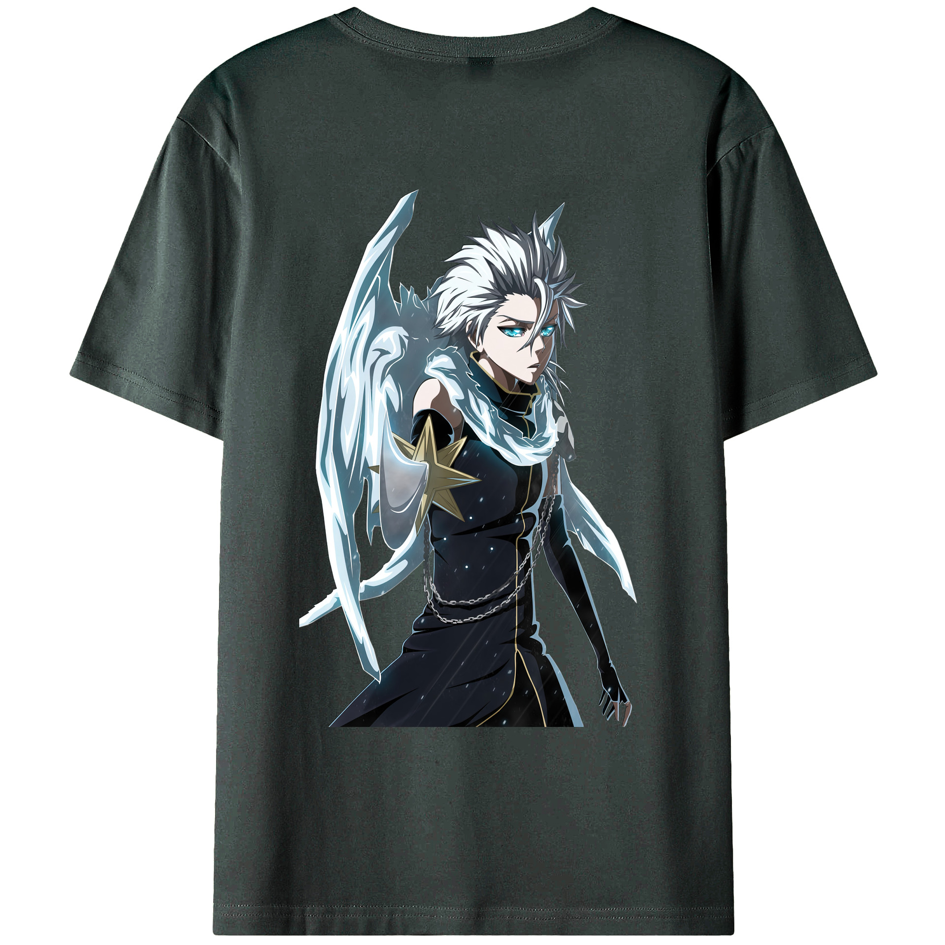 （画像用） ブリーチ 日番谷冬獅郎（ひつがや とうしろう） BLEACH Hitsugaya Toushirou 綿100％ メンズ半袖Tシャツ（バックプリント） 通気性